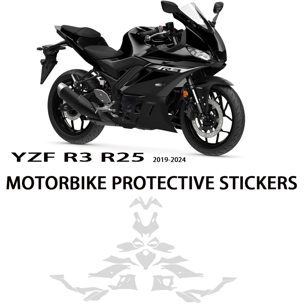 R25 R3 PPF For Yamaha YZF R3 TPU Paint Protection Flim Kit  2019-2024  Motorcycle Anti-scratch Fairing Transparent Sticker