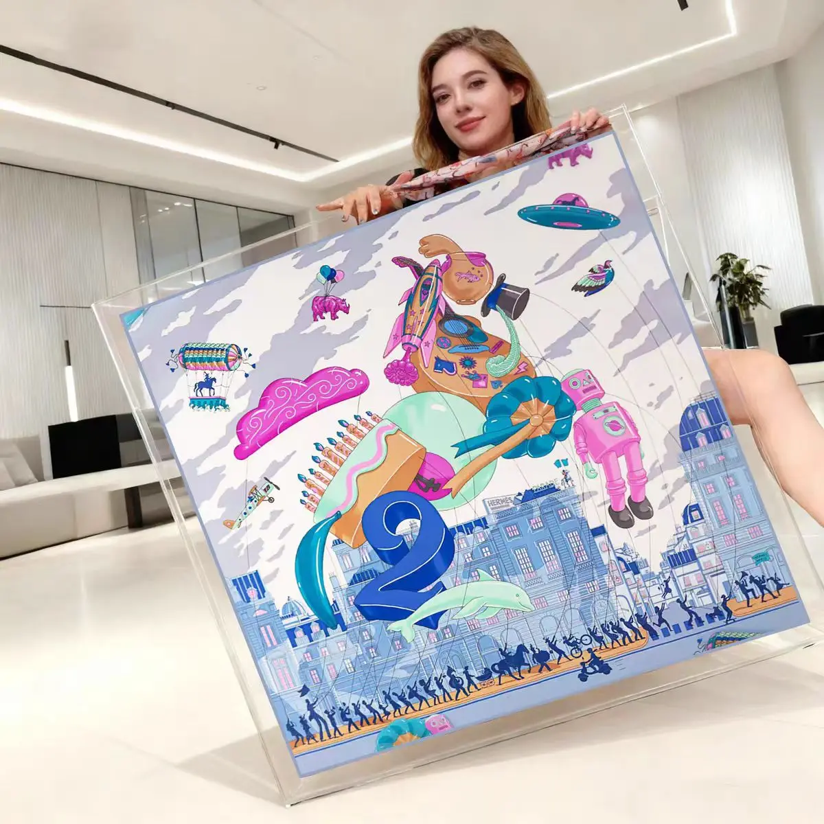 Acrylic Colourful Large-size Hollow Photo Frame for Wedding Photo, Wall Hanging Picture Frame Painting Frame, Desktop Decoration