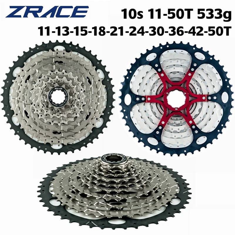 ZRACE Bicycle Cassette 10 Speed MTB Bike Freewheel 11-42T / 11-46T / 11-50T Aluminum Alloy Bracket, 10s CASSETTE