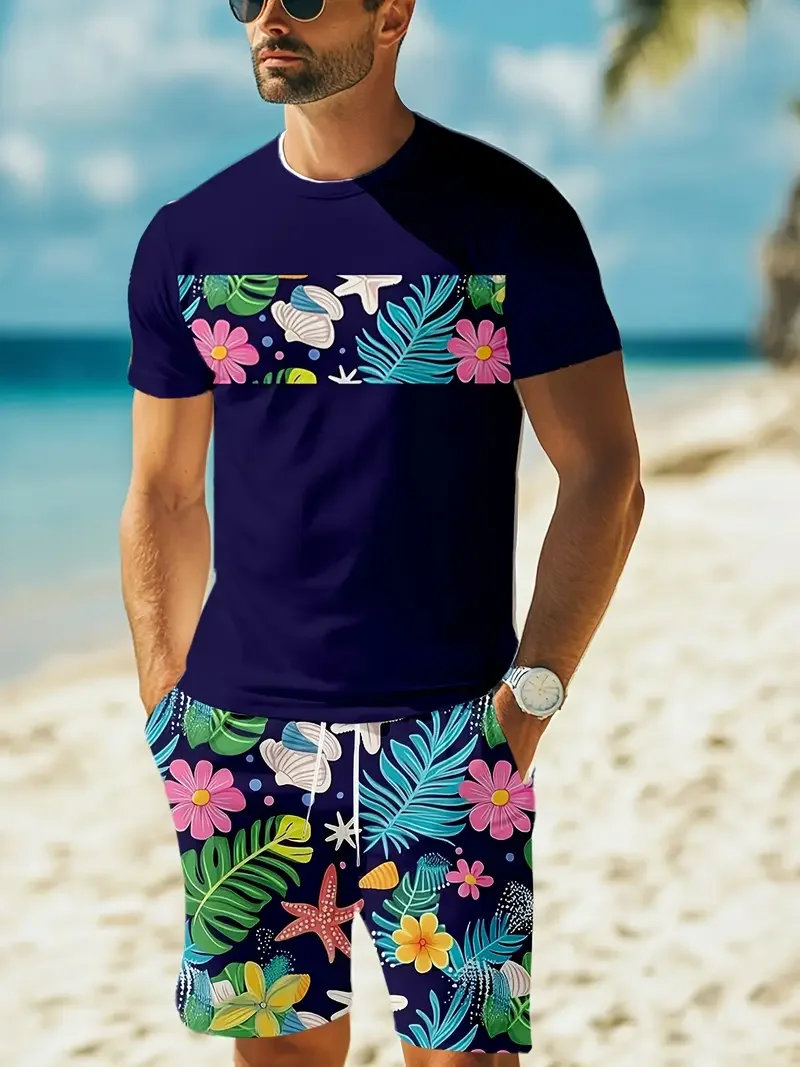 2025 outdoor activity 3D printed T-shirt set casual and comfortable T-shirt Leisure party attire Hip hop street style 