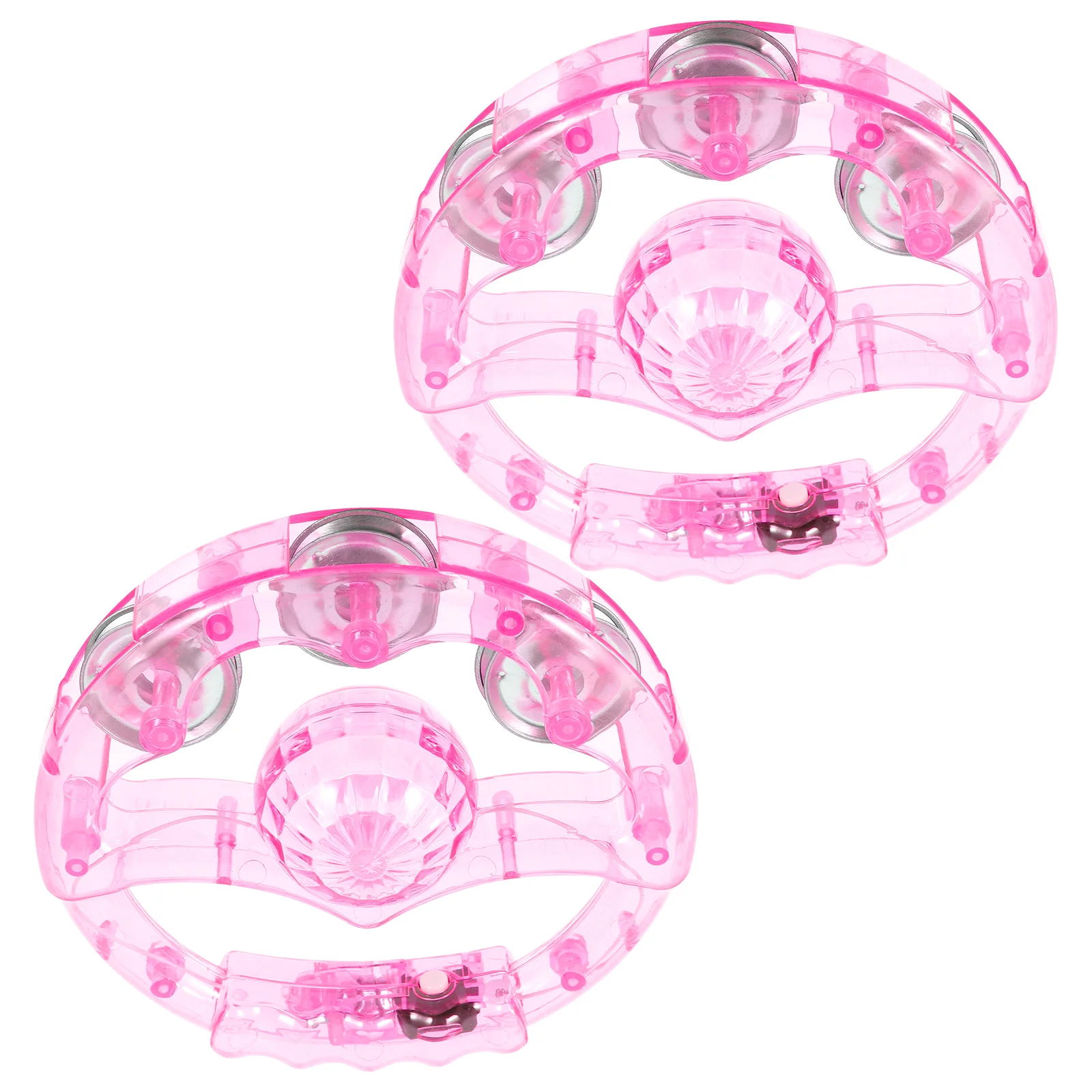 

2 Pcs Flash Rattle Musical Tambourines Instrument for Visually Handheld Kids Plastic