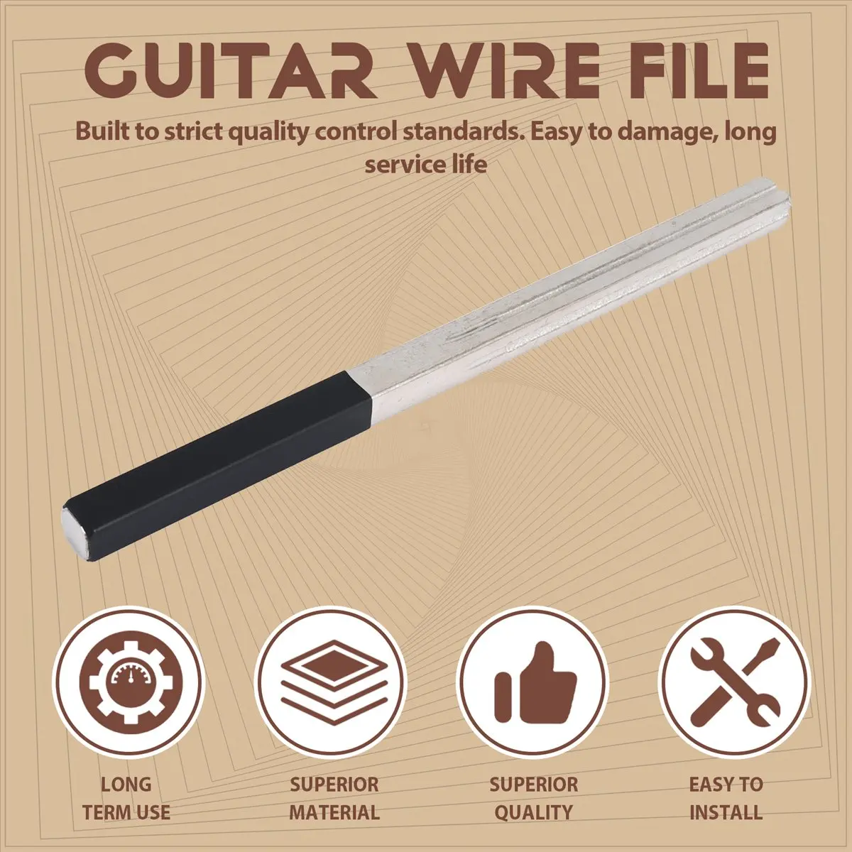 T34C Guitar Fret Crowning File,Fret Repairing Tool Luthier Tools 3 Sizes Design for Guitars, Ukuleles, , Banjo, Mandolin