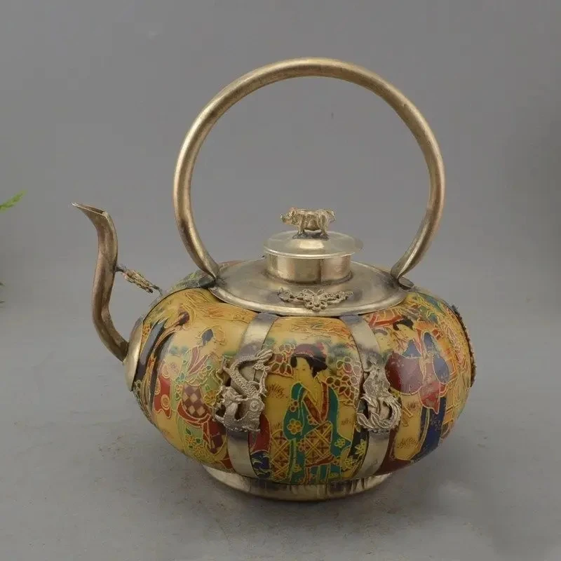 Chinese porcelain ceramic archaize Beauty woman teapot