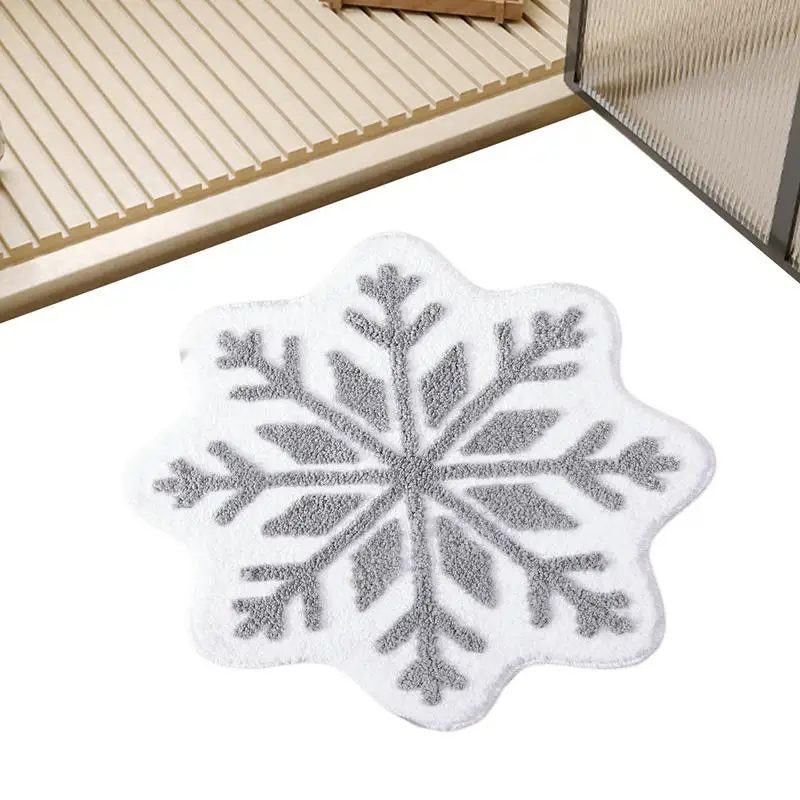 

Christmas Bathroom Rugs Red Snowflake Bathroom Carpet Non-slip Soft Throw Rugs Carpet Machine Washable Christmas Decoration For