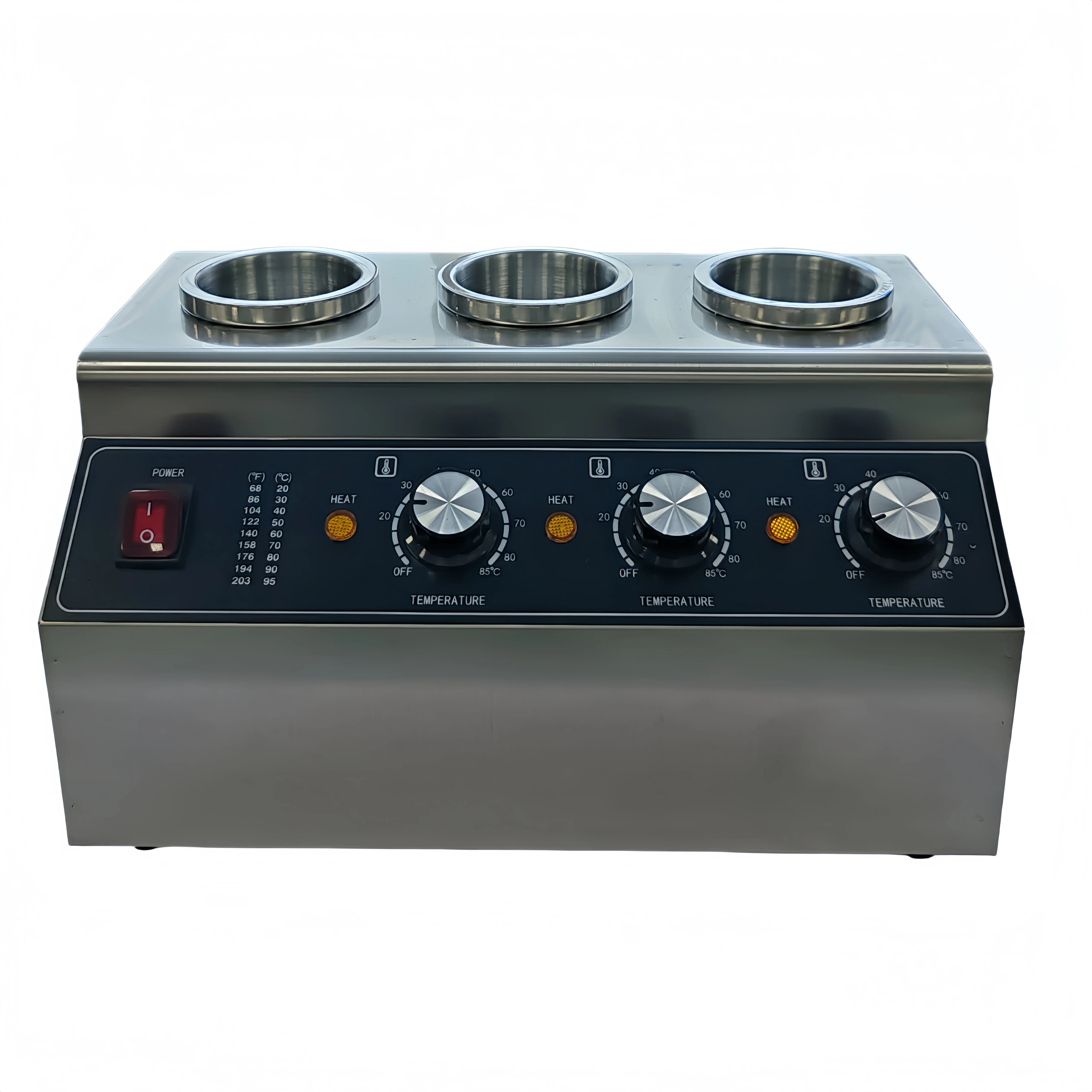 220V Electric Commercial Food Warmer 3 Heads Stainless Steel Sauce Warmer Non-Stick Plug-And-Play Hotel Restaurant Home Kitchen