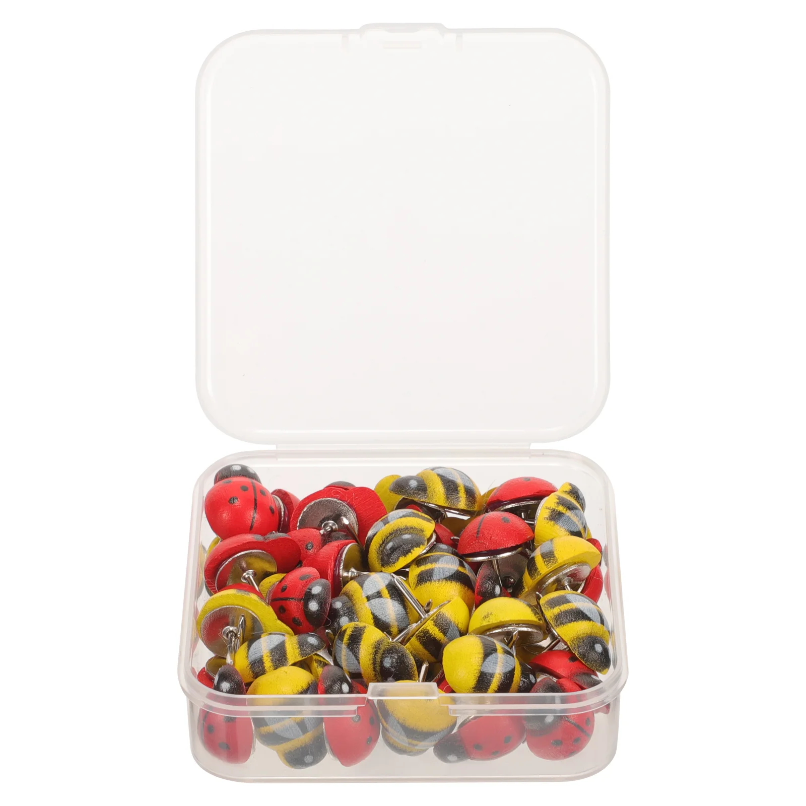 50 Pcs Thumbtack Desk Accessories for Women Ladybug Daily Use Pushpins Metal Wooden Compact Tacks Replaceable