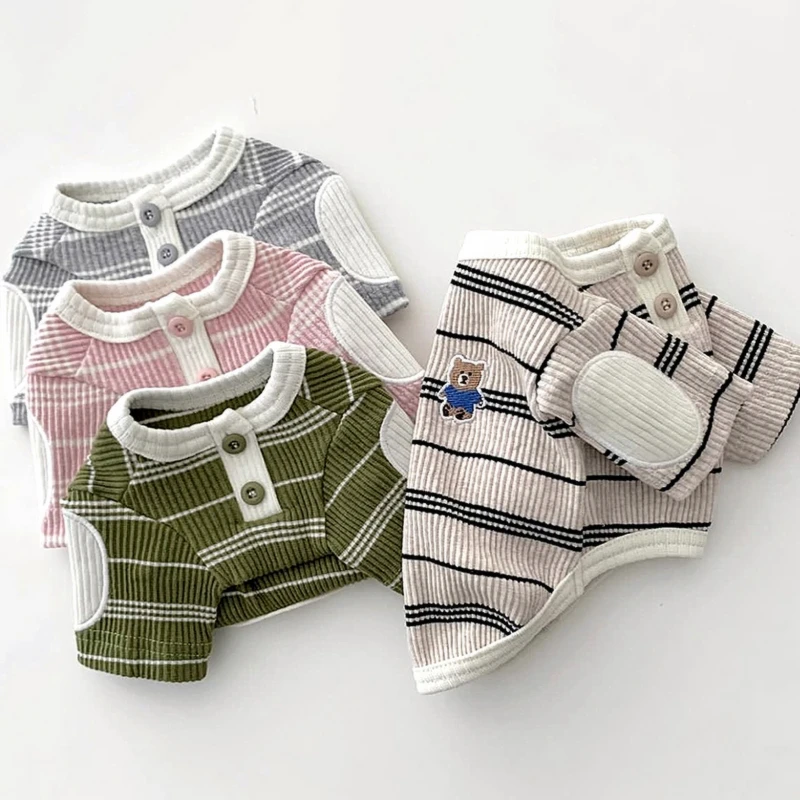 Teddy Bottoming Shirt Yorkshire Warm Winter Clothing Marcus Striped Tank Top Soft Pullover Classic Dog Clothes