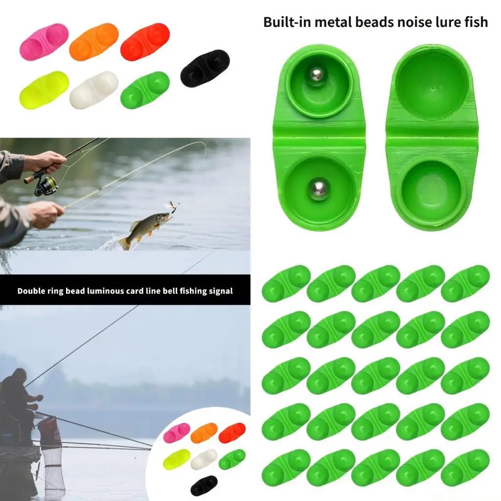 

31BE 25lots Glowing Fishing Clip Bells Double Rings for Clear Fish Bites Alarms Outdoor Durability Fishing Gear