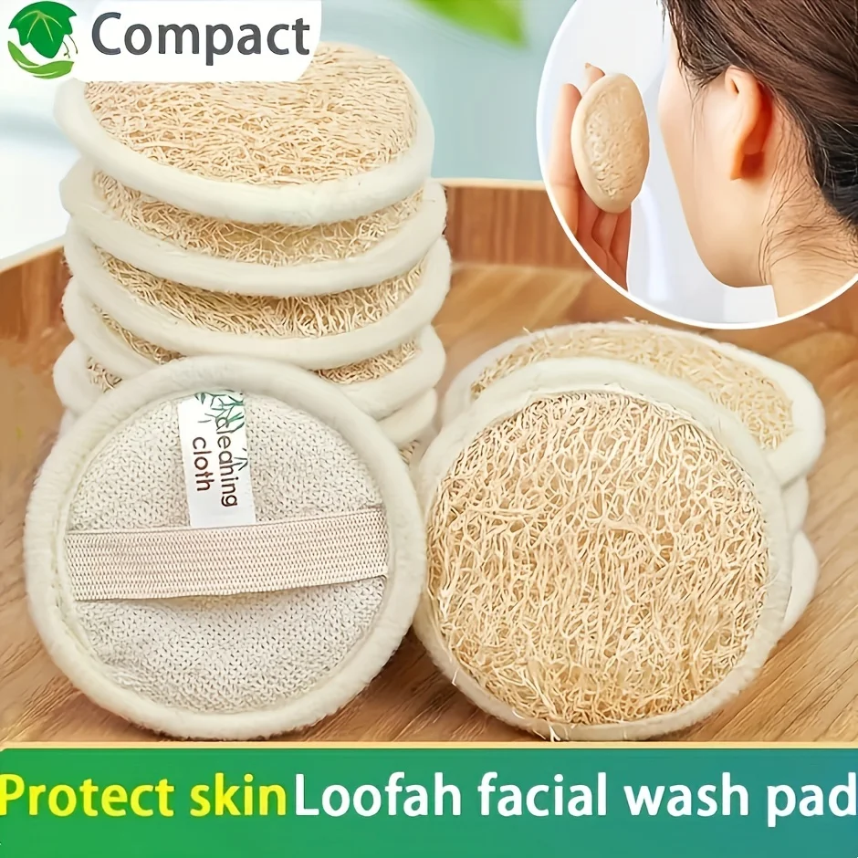 천연 수세미 3개, 얼굴 클렌징 퍼프, 클렌징 타월, 수세미 각질 제거제, 수세미 메이크업 리무버 타월, 딥 클렌징 페이스 타월, 남녀 공용 세안 및 목욕용, 천연 및 무공해, 훌륭한 클렌징 도우미