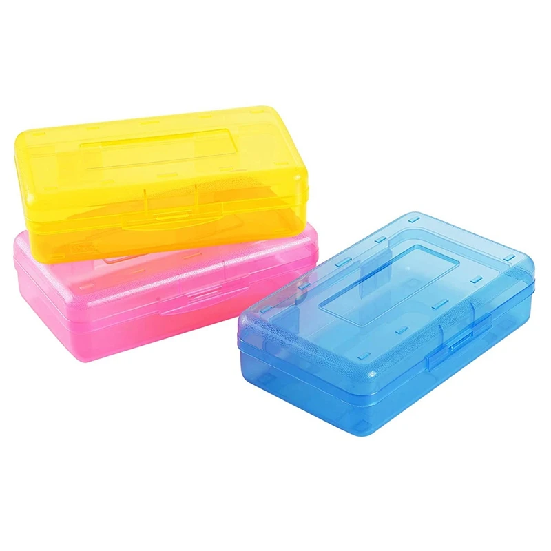 Top-3Pcs Large Capacity Pencil Box Multi Purpose Pencil Box Office Supplies Organizer Box Brush Painting Pencils Storage Box