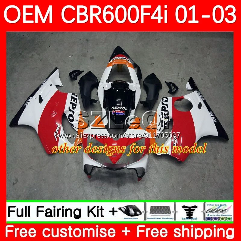 Injection + Dedal For HONDA Glossy black CBR 600F4i 600CC 600 F4i CBR600F4i 01 02 03 31No.1 CBR600 F4i 2001 2002 2003 Fairings