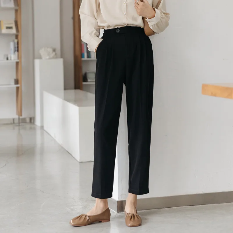 

Real Shot-Cigarette Pants Suit Pants 2022 New Spring Cropped Pants Straight Slimming Versatile Tappered Harem Pants