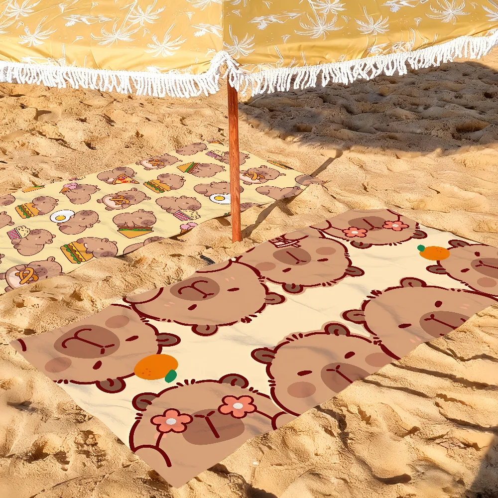 Cartoon Cute Capybara Beach Towel For Beaches Yoga Studios Gyms Hot Springs Swimming Pools And Picnics