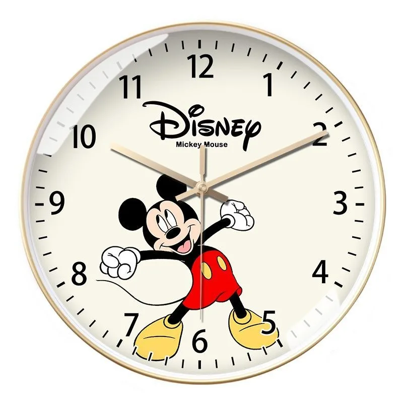 Disney Mickey Mouse Cartoon Animation Creative Wall Clock Fashion Simple Ins Style Bedroom Living Room Silent Quartz Wall Clock