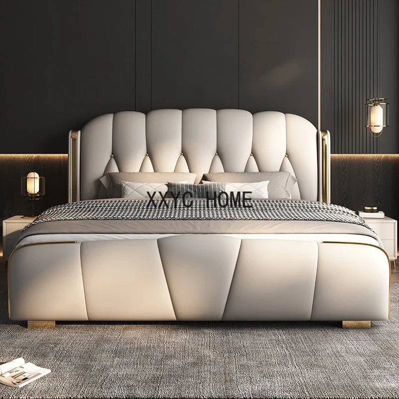 

Luxury Aesthetic Couple Bed Queen Size Nordic Hotel Bedroom Bed Storage Modern Cama Casal Multifuncional Home Furniture