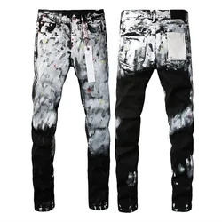 New Fashion Purples Jeans Men High Quality Denim Pants Repair Low Raise Skinny Denim brand Pants with Coating Texture