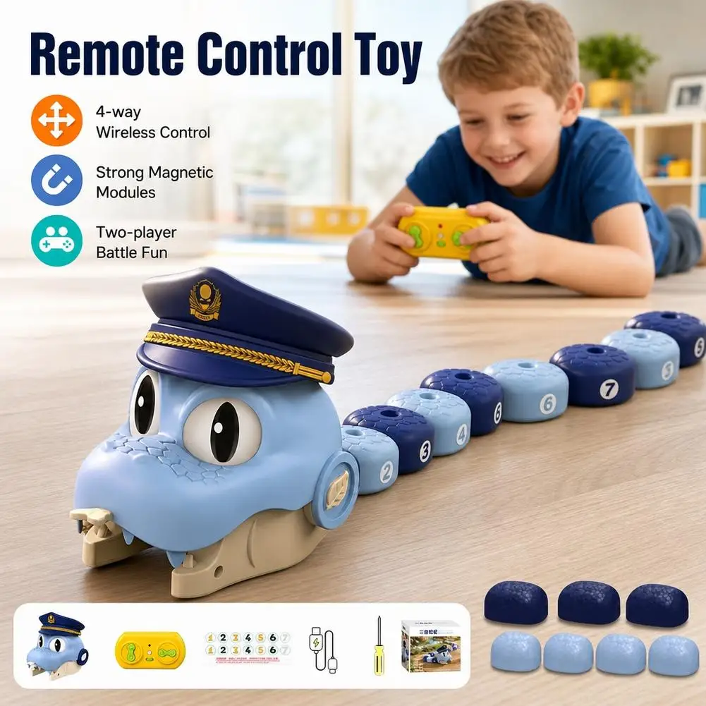 Remote Control Toy Magnetic Building Blocks RC Snake Wireless Interactive Educational Game Electric Animal Boy Gift