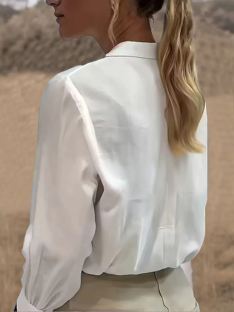 مزاجه فضفاض امرأة قميص أزياء عارضة بلوزة أنيقة طويلة الأكمام امرأة قميص عطلة نهاية الأسبوع الأعلى