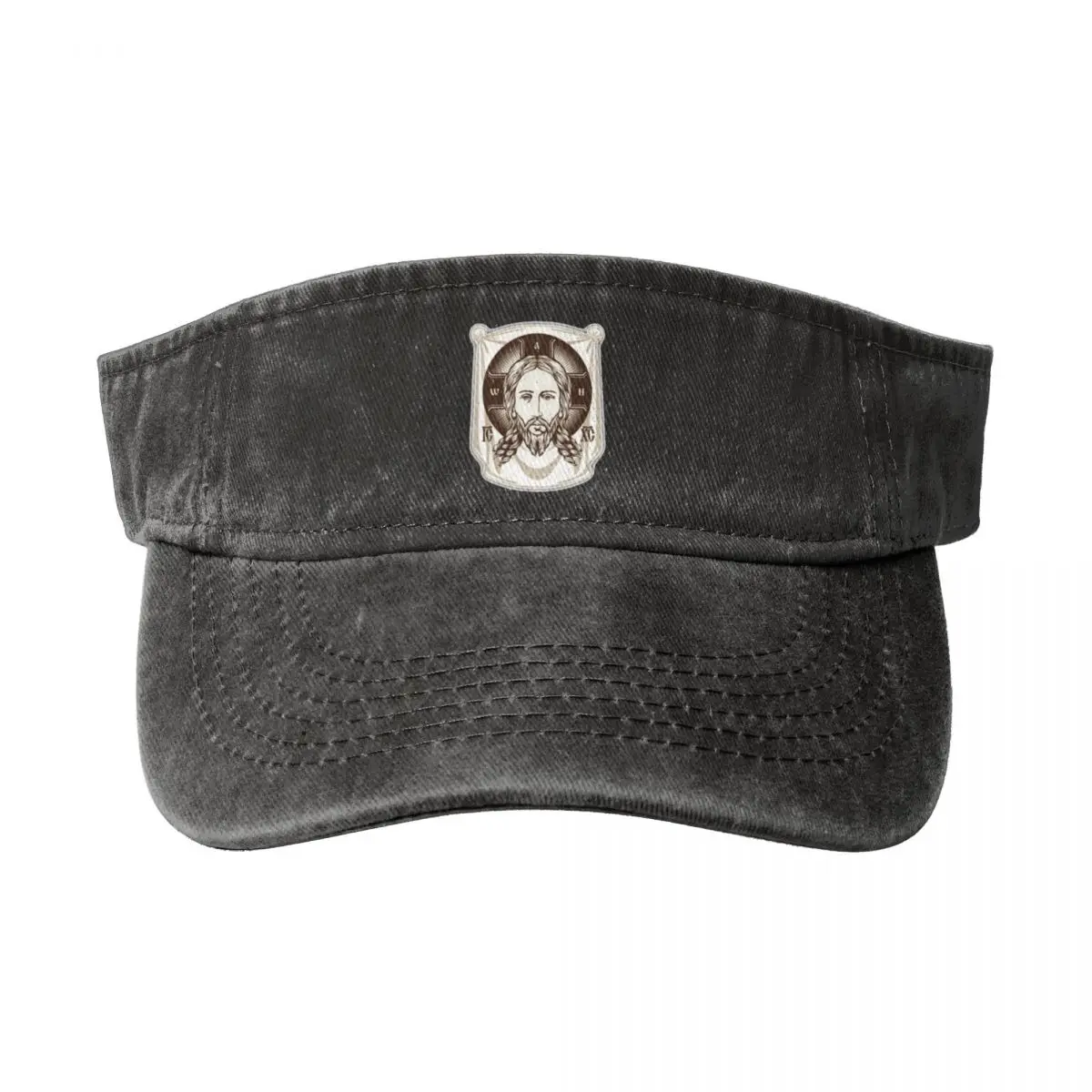 

Christianity Face Of Jesus Orthodox Church Icon Religion Visors Denim Outdoor Sport Sun Baseball Cap Hat Golf Running Cap