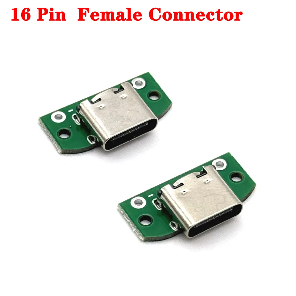 

100pcs USB Jack 3.1 Type-C Female Connector Jack Charging Port USB Type C Socket With solder wire Screw fixing plate