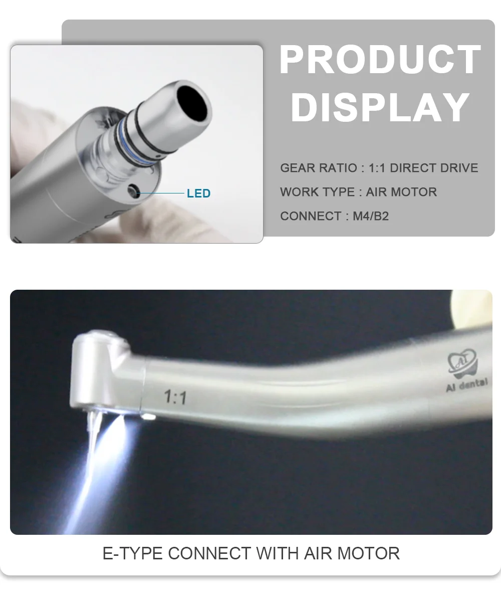 Dental Inner Water Air Motor Slow Speed Handpiece Parts AI-M204/M205 Non-LED Turbine Connector AI-M205LG LED Generator Series