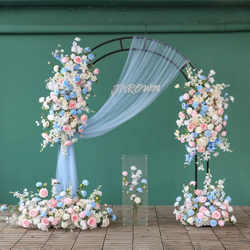 

Wedding Backdrop Decoration Fleurs Artificielles Deco Mariage Custom White Blue Pink Rose Floral Arrangement Display HY2375