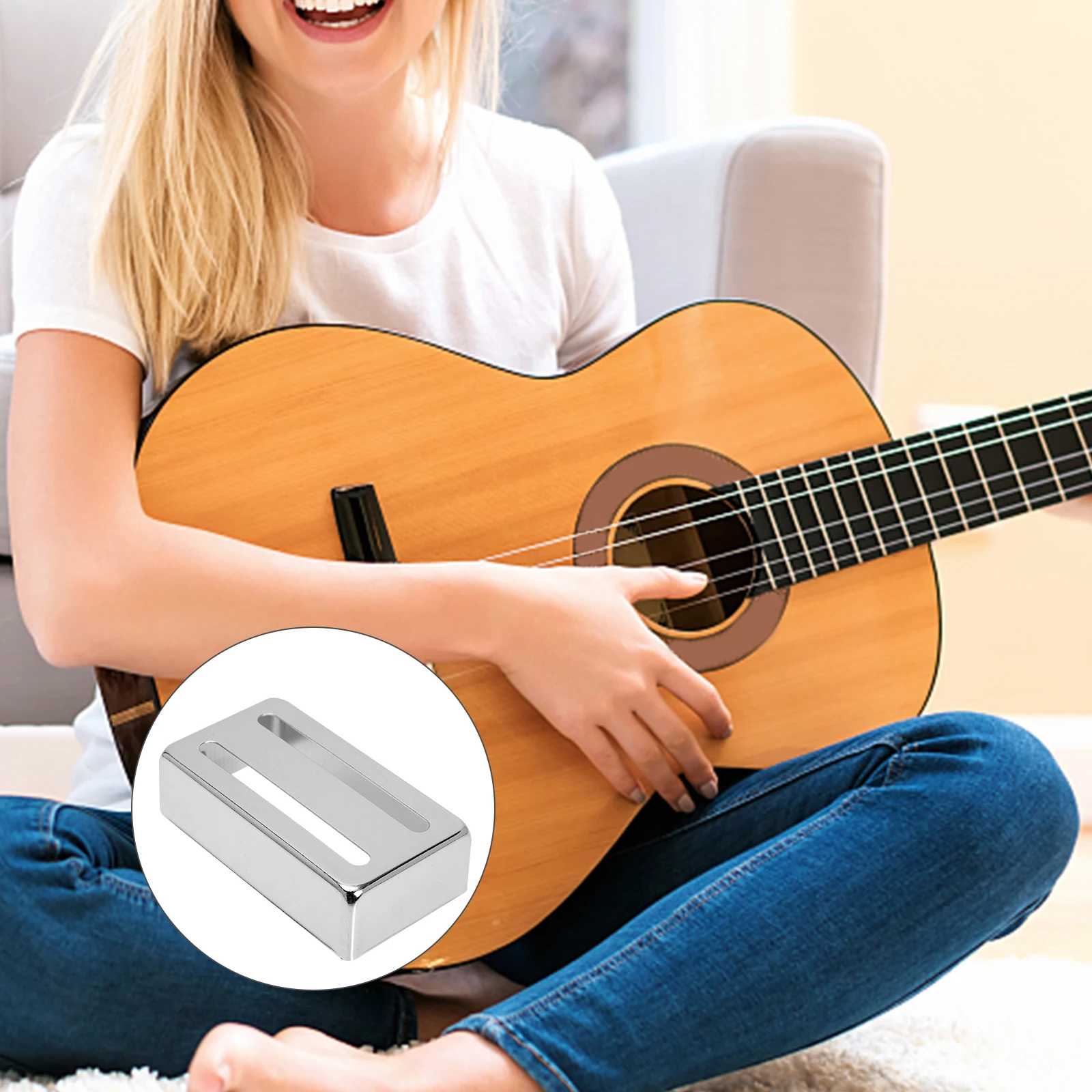 

Brass Guitar Pickup Cover Durable Impact Resistant Electric Accessories Silver Single Coil Protect Scratch Noise Reduction