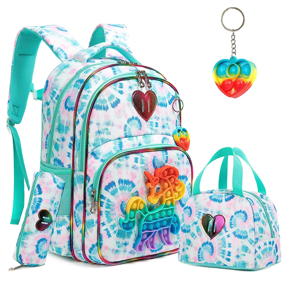 Mochila escolar con fiambrera para niñas, conjunto bonito de 3 piezas, para escuela primaria, 2023