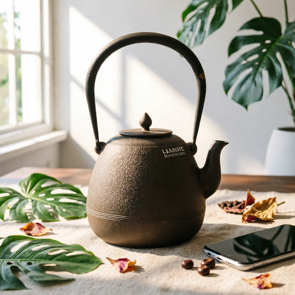Cast Iron Tetsubin - 鋳鉄製ケトル、無塗装鋳鉄製ティーポット、鉄瓶、食品グレードの容器、ホスト、家庭醸造用にストーブトップ対応
