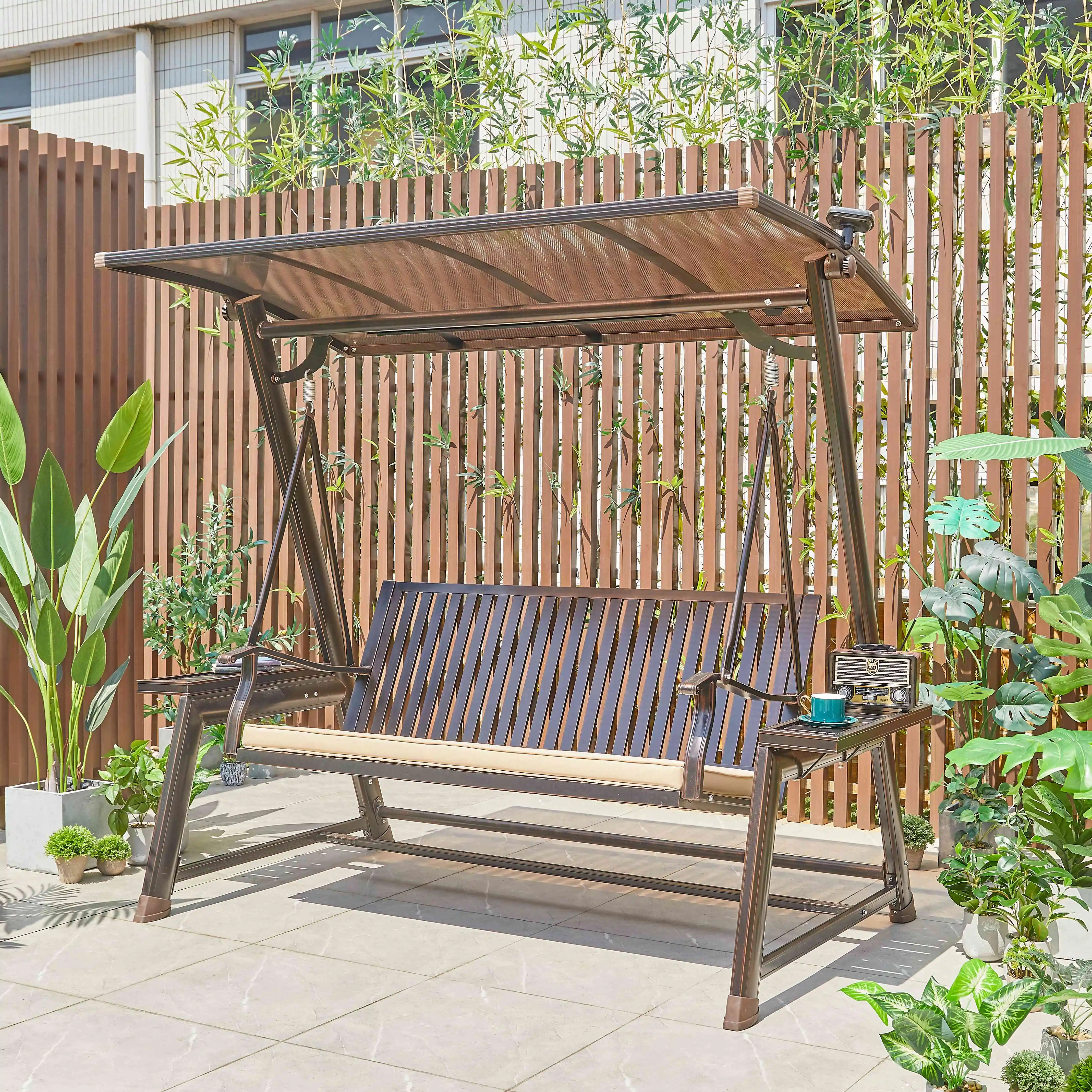 

2026 Patio Swing Aluminum Rocking Chair Garden Swings Chairs Set Modern Leisure Chair Canopy Adult Swingspromote sales