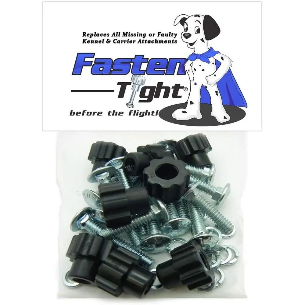 Kennel asteners - 8pk Black Nylon Nuts, Metal Bolt Screws