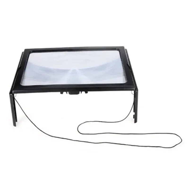 

Portable Magnifier A4 Full Page Large Magnifier 3X Foldable Magnifying Glass Loupe Hands Free for Reading LED Lights