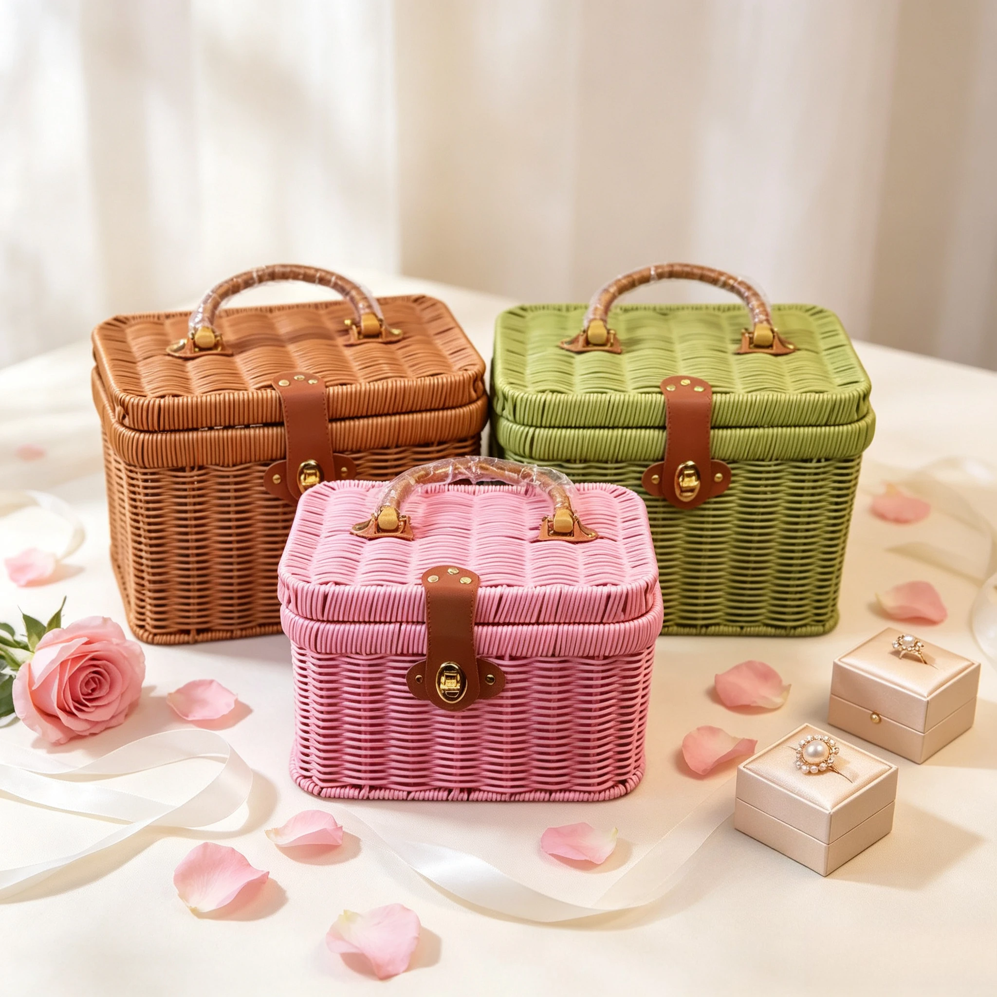 Wedding Hampers - Panier cadeau en rotin tressé à