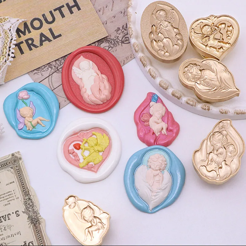 Stamp Seal Wax Stamps Fire Paint Angel Death Baby Maiden Flower Fairy Masks Embossed Decoration Invitations DIY Scrapbooking New