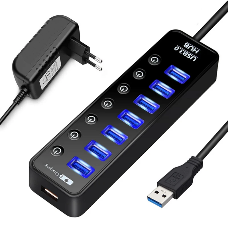 

USB 3.0 HUB Multi 5Gbps High Speed 7+1 Adapter Mobile Phone Charging Port USB Splitter For Laptop Adapter Computer Accessories