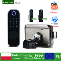 RAYKUBE Fingerprint Smart Door Lock Electronic Digital Lock with Card/Key/Password/Tuya APP Smartlife/TT Lock Unlock From Poland