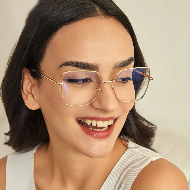 BEMORE Metal Prescription Glasses Women Butterfly Hyperopia Reading Anti Blue Light Optical Eyeglasses Frame