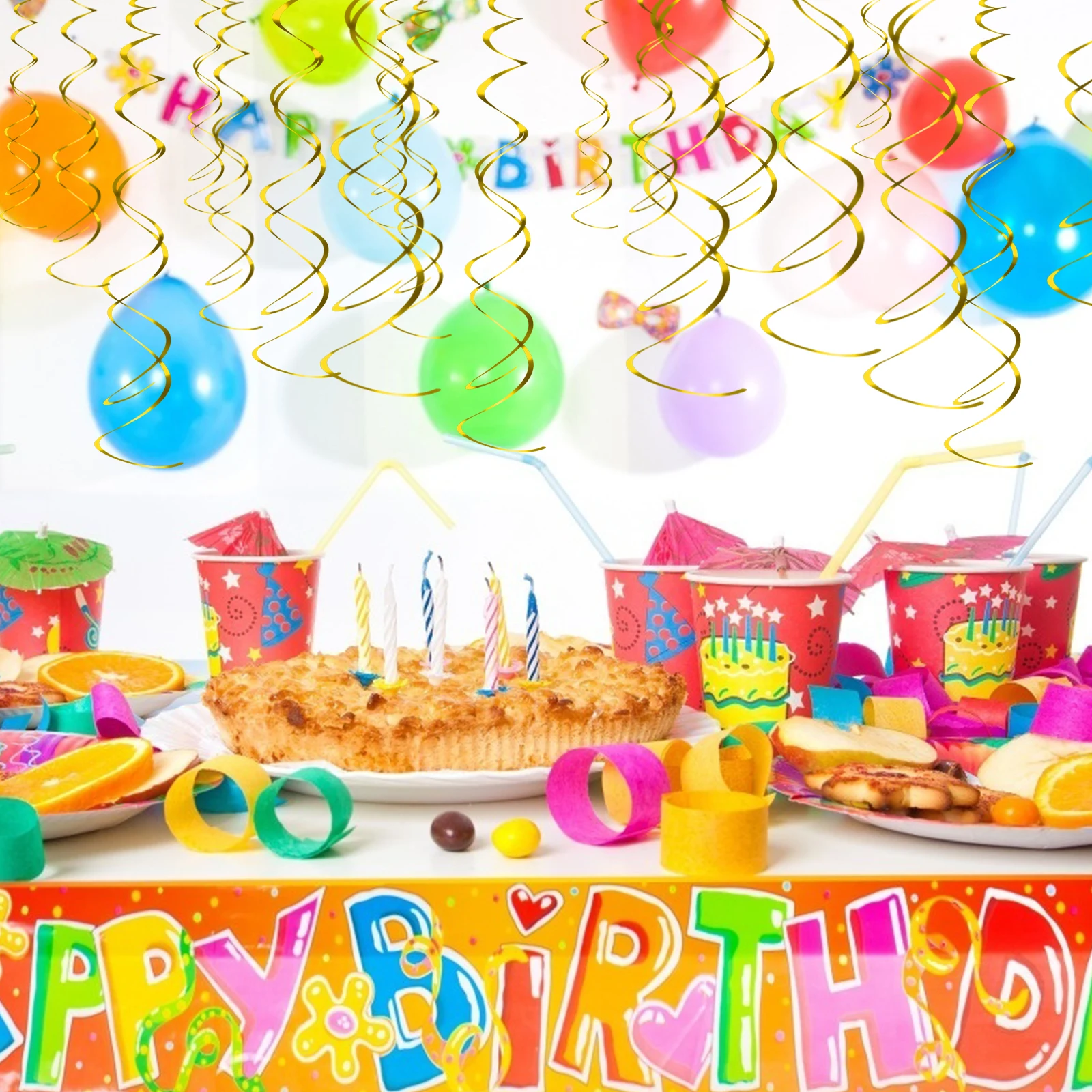 

18pcs Spiral Swirls Pvc Birthday Party Decor Birthday Hanging Swirls Home Ceiling Door Archway Wedding Event Garland Streamer