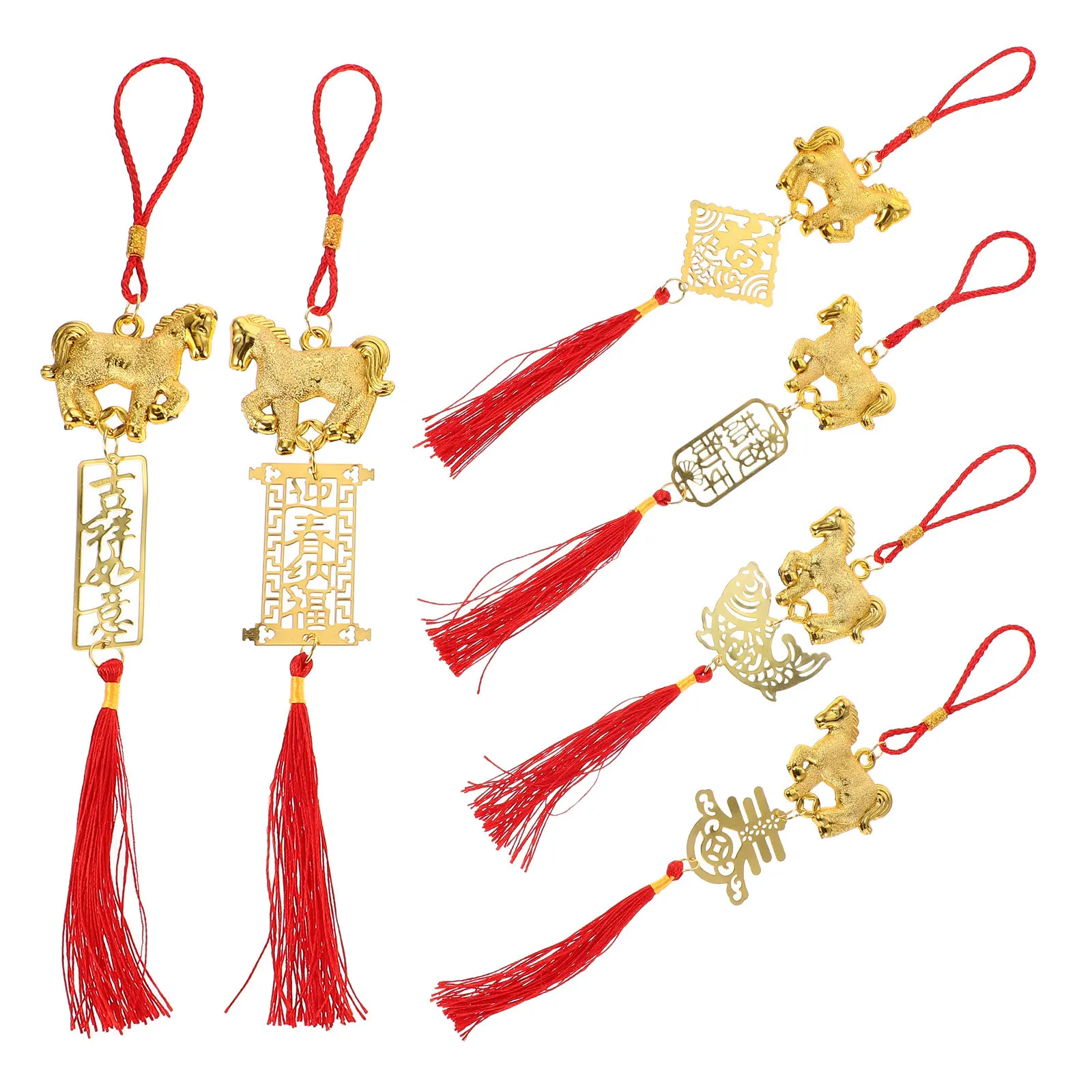 

6Pcs Chinese New Year Horse Hanging Pendant Creative Spring Festival Decoration for Money Tree Pot Lucky Decor