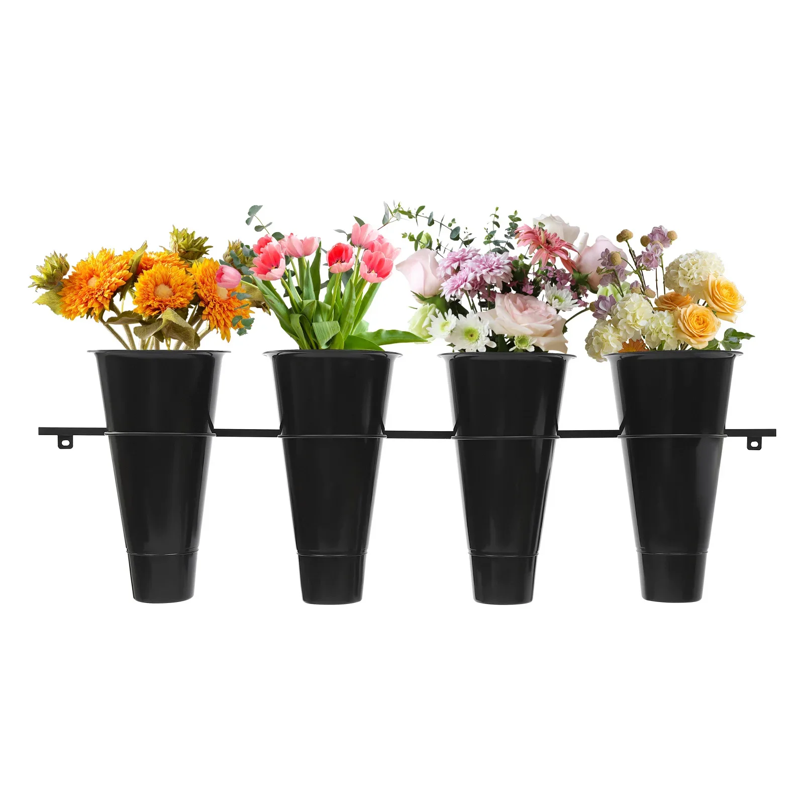 

Space-saving Wall-mounted Flower Stand - 4 Buckets for Vertical Gardening at Home