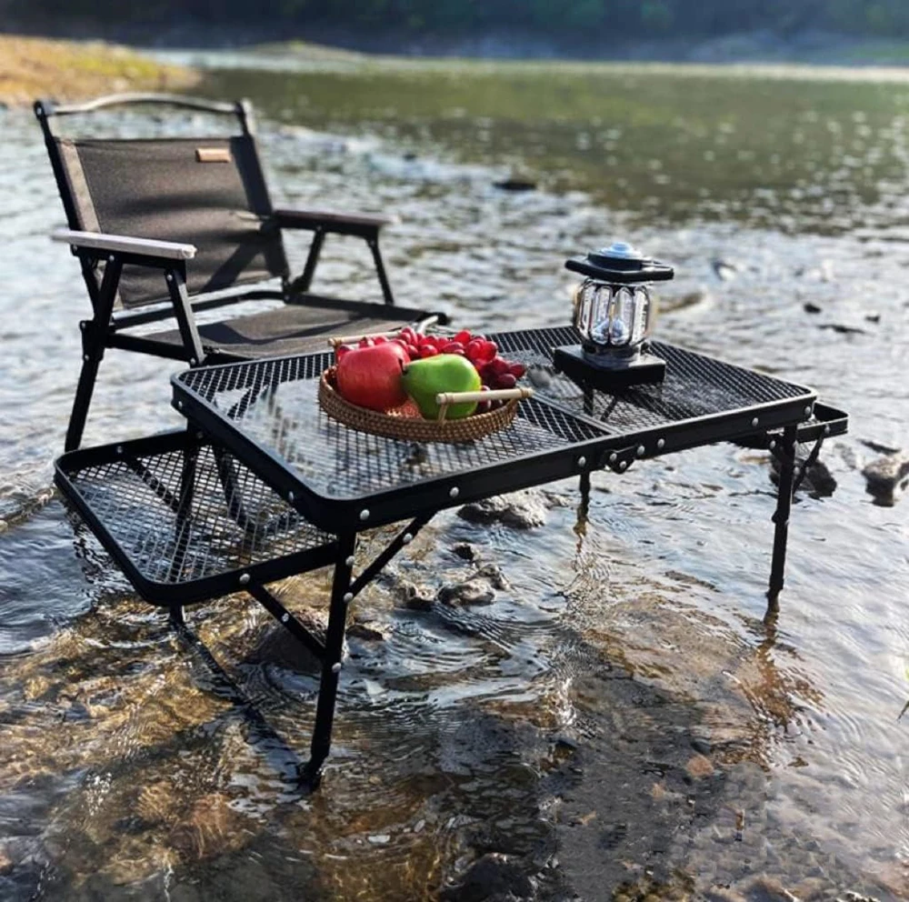 Grid Portable Lifting Folding Table Outdoor Camping Portable Barbecue Table Camping Table For Picnic BBQ Travel Car 캠핑 테이블