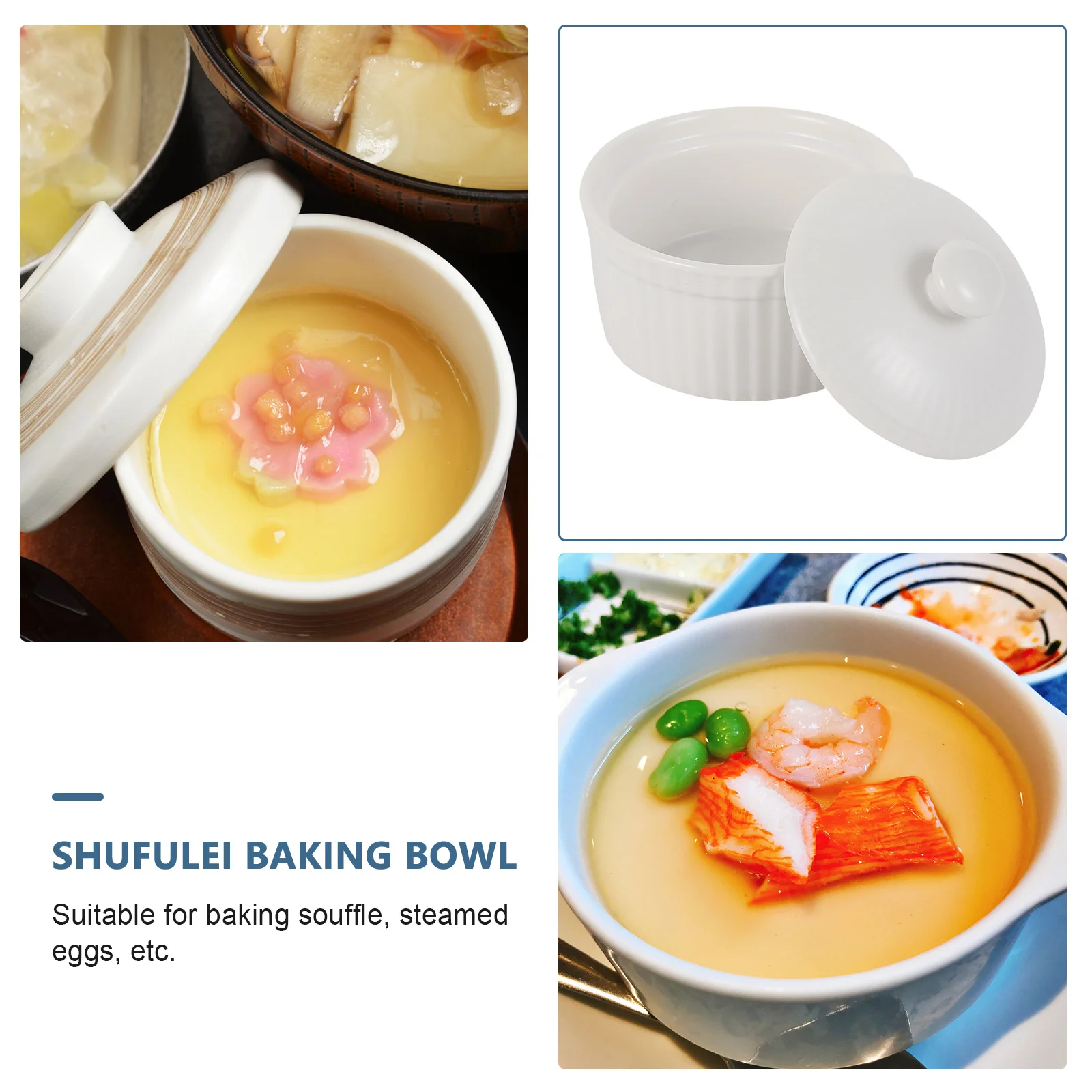 

Caramel Pudding Bowl Baking Dish Porcelain with Lid Souffle Dishes Desserts Bowls Bakeware