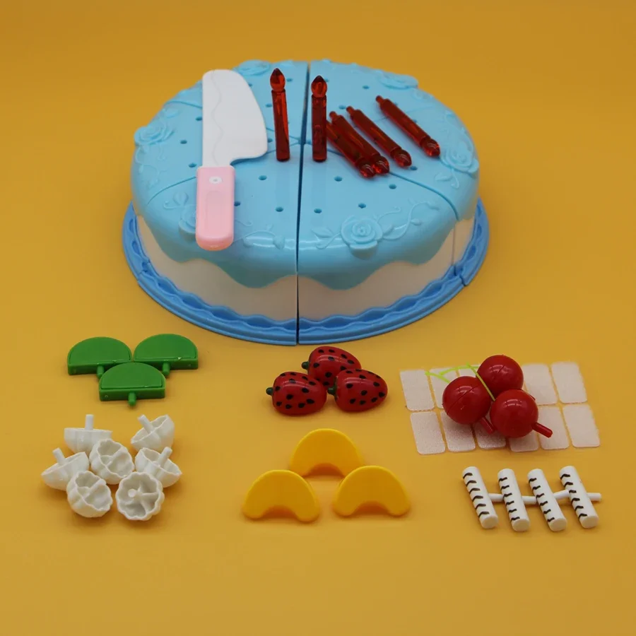 37 elementów Zestaw Kuchenny dla Dzieci Symulacja Tortu Urodzinowego DIY Zabawa w Udawanie Krojenie Owoców Żywność Zabawki dla Maluchów Prezent dla Dzieci