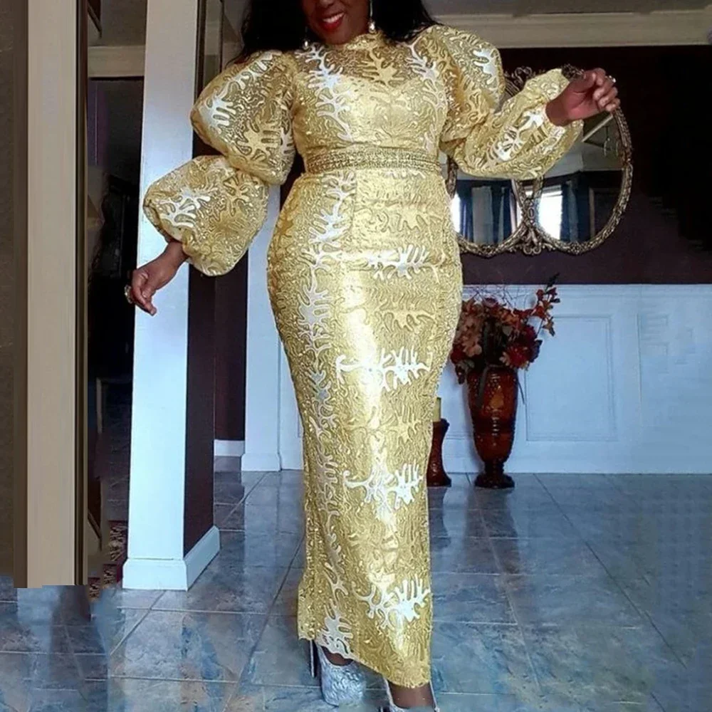 modest gold sequin dress Sequin Sparkly Shinning Long Sleeves A-Line Cheap Modest Fashion Elega –  SposaBridal main image 0