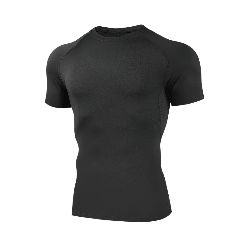 

Облегающие мужские быстросохнущие костюмы для фитнеса с короткими рукавами, баскетбольные, футбольные тренировки, легкоатлетические виды спорта.