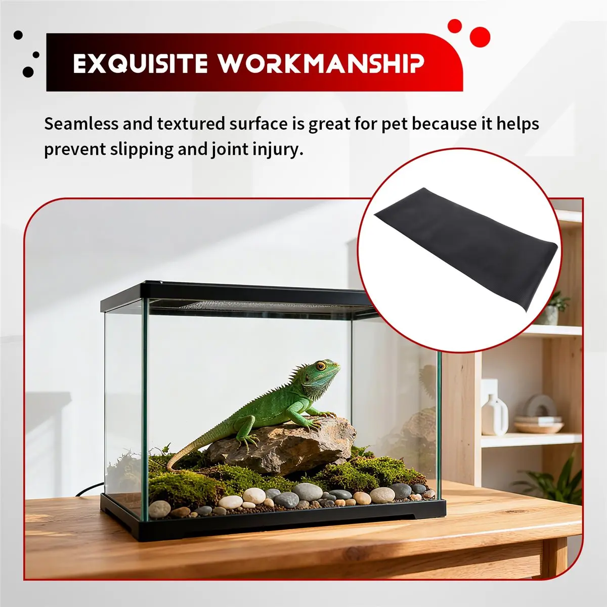 DT38 Reptile Mat,Reptile Terrarium Substrate Liner for Leopard Gecko, Lizard,Snake,Tortoise,Reptile Flooring 18x36 Inch Black