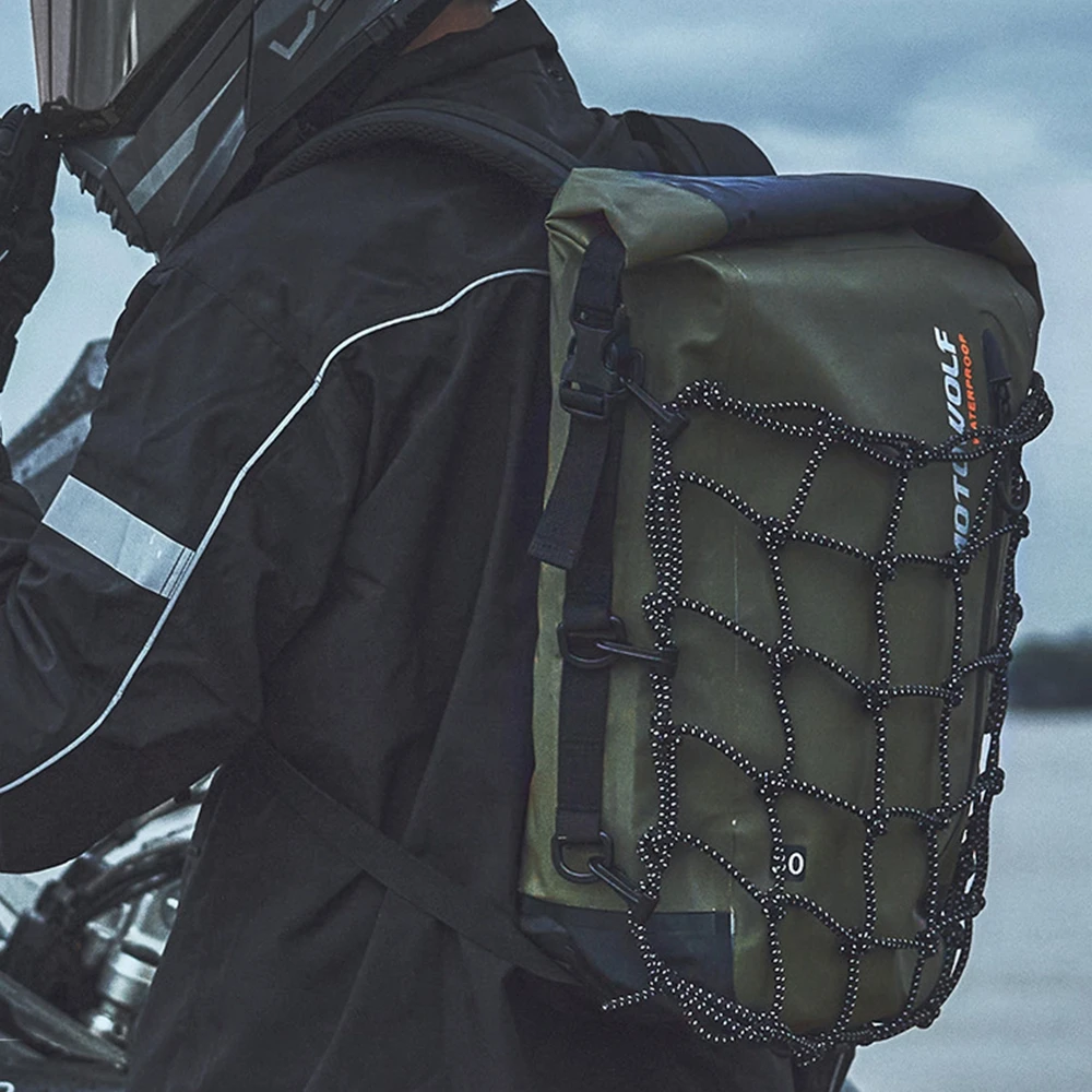 Motorcycle Backpack Motorcycle Bag Multifunction Tail Bag Waterproof Bag With Reflective Motorcycle Helmet Mesh