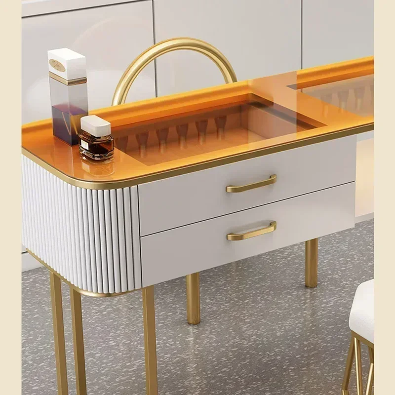 Simple Nail Table Salon Modern Luxury Nail Artist Manicure Table Wooden Storage Mesa De Manicure Professional Furniture