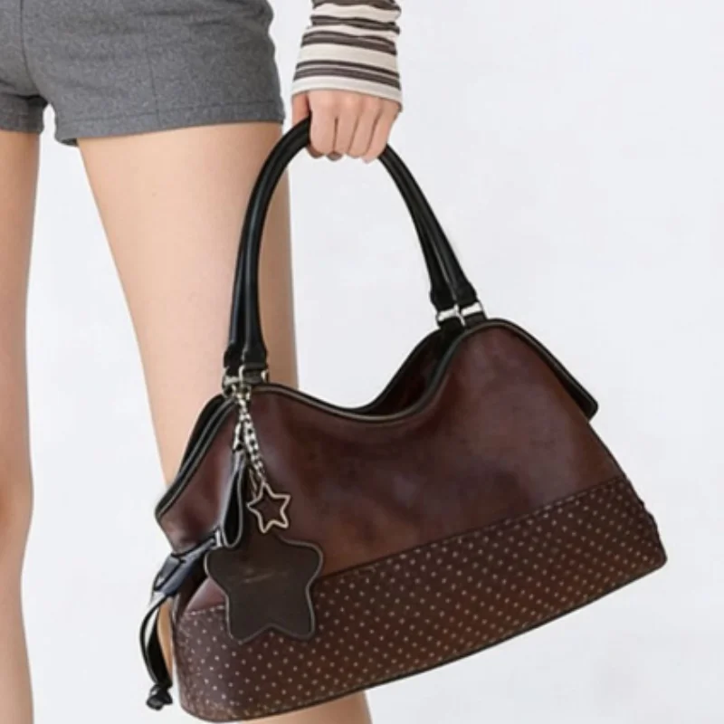 

Korea Polka Dot Patchwork Brand Tote Bag Wing-shaped Handbag Fashion Women's Cool Underarm Shopping Bag Unique Design Wallet