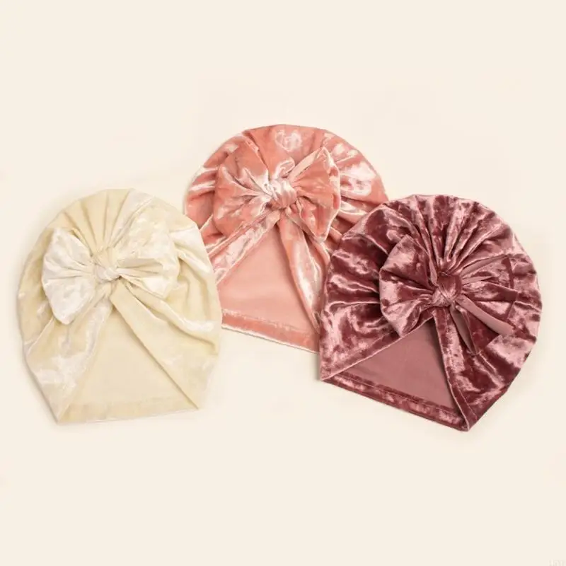 

L5YF Soft Bonnet Stretchy Turban Hat Headwraps with Bowknot Beanie Headwrap for Baby Infant Toddler Newborn 0-1Years